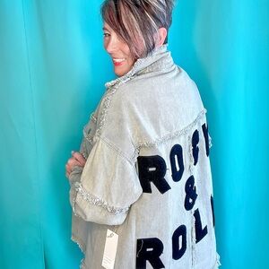 POL Green Distressed Denim Jacket